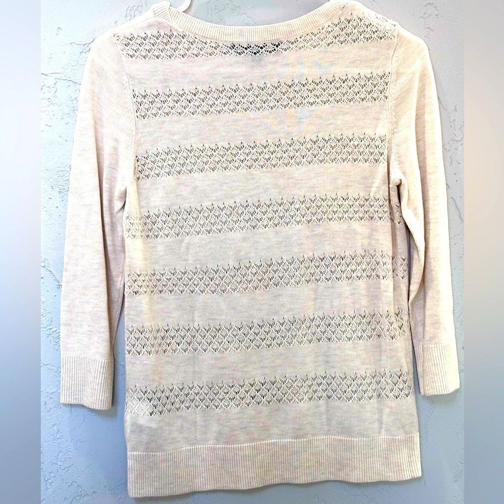 BANANA REPUBLIC Sweater Women Small (S) Beige Cut Out 3/4 Sleeve Ladies - Picture 2 of 11
